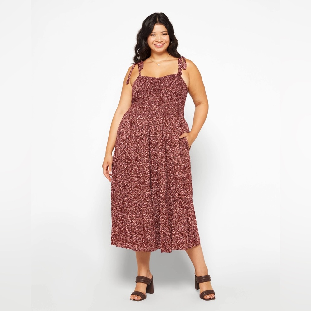 Madewell Lucie Tie-Strap Tiered Midi Dress in Florentine Floral